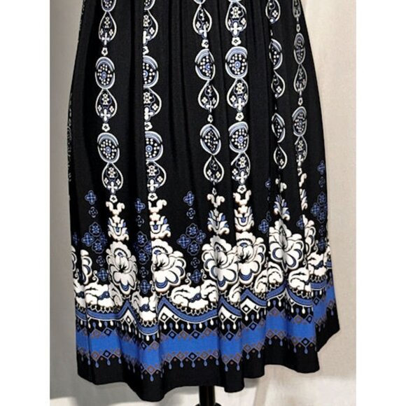 Connected Sleeveless Tank Dress, Bright Blue and Black, Empire Waist, Size 4P - Picture 3 of 10